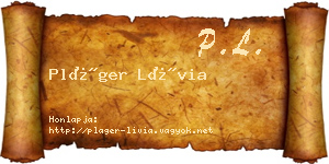 Pláger Lívia névjegykártya